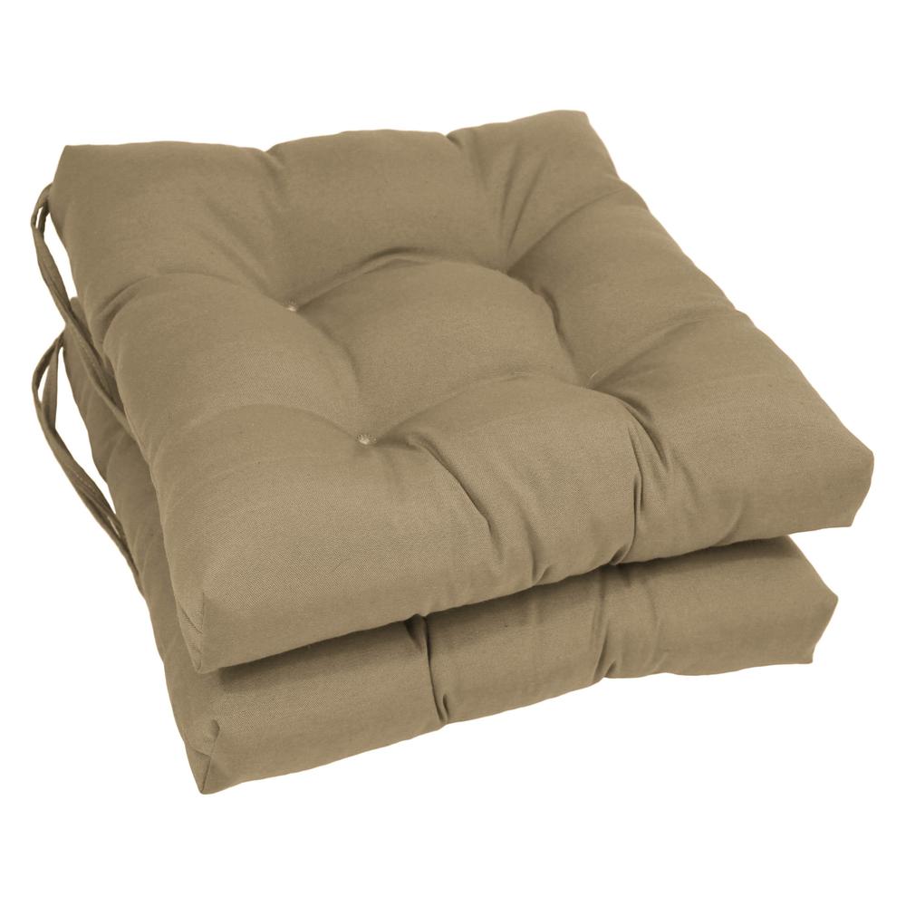 16-inch Solid Twill Square Tufted Chair Cushions (Set of 2). Picture 1