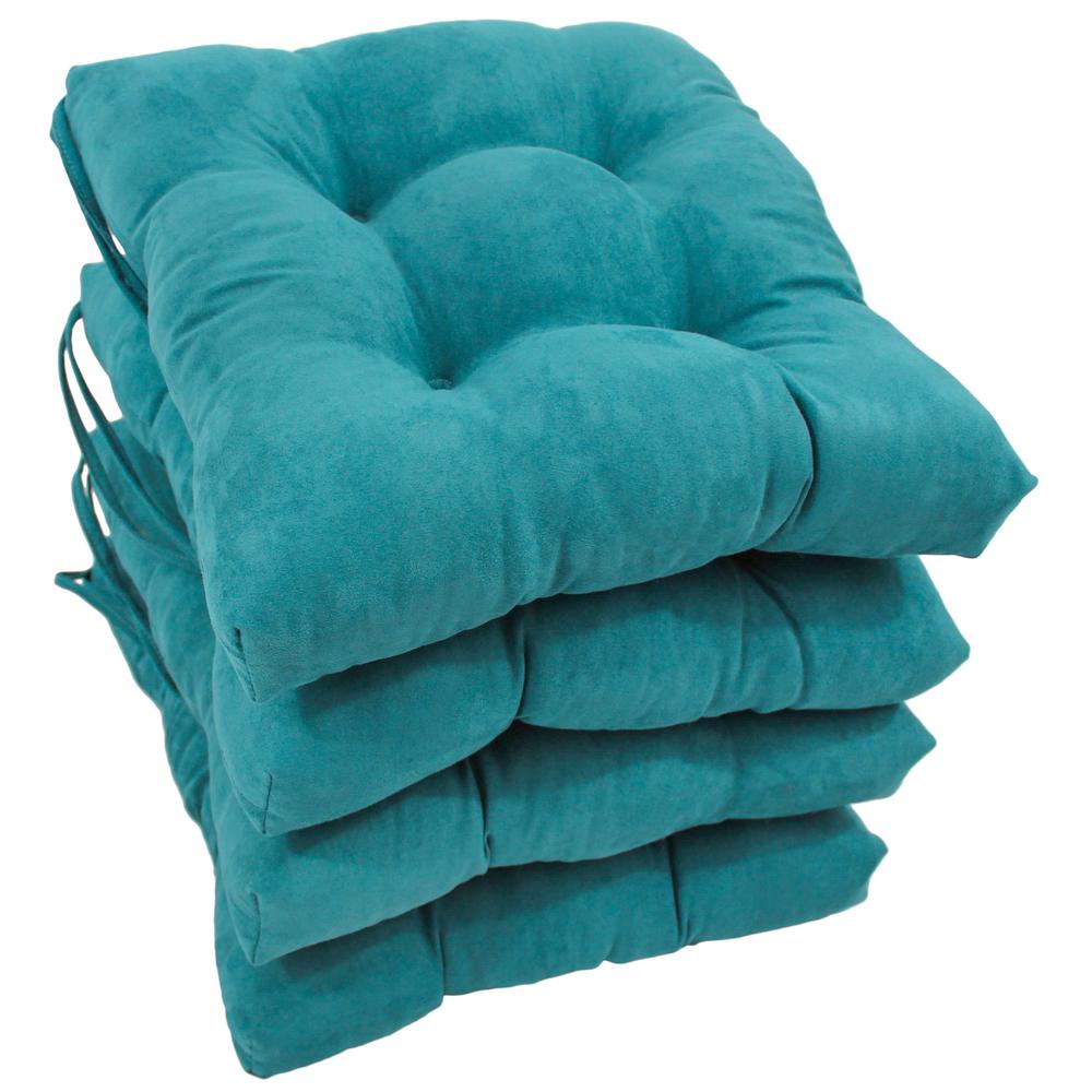 16-inch Solid Micro Suede Square Tufted Chair Cushions (Set of 4). Picture 1