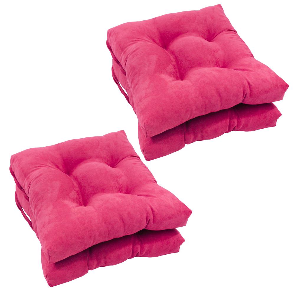 16-inch Solid Micro Suede Square Tufted Chair Cushions (Set of 4). Picture 1