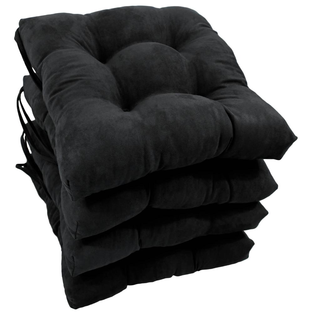 16-inch Solid Micro Suede Square Tufted Chair Cushions (Set of 4). Picture 1
