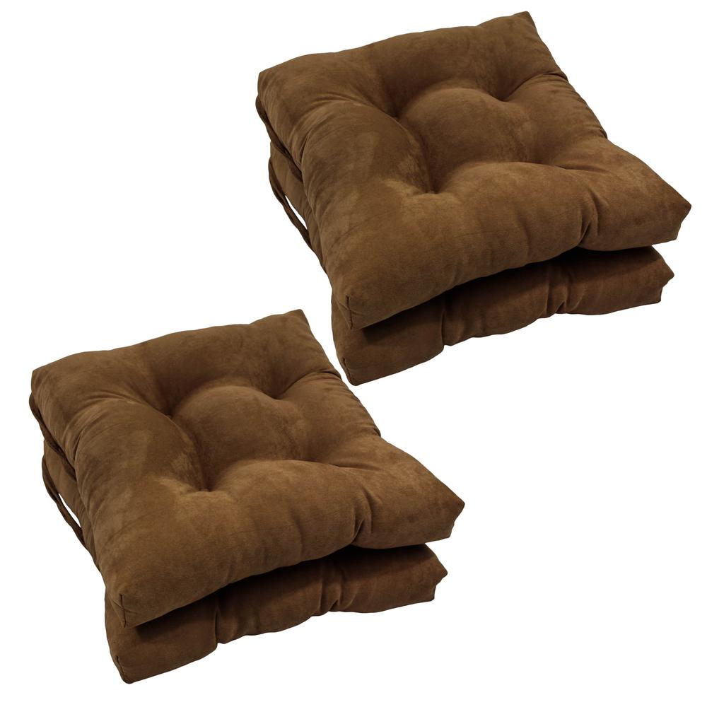 16-inch Solid Micro Suede Square Tufted Chair Cushions (Set of 4). Picture 1