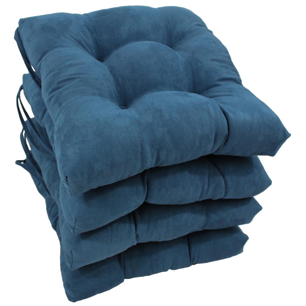 16-inch Solid Micro Suede Square Tufted Chair Cushions (Set of 4). Picture 1