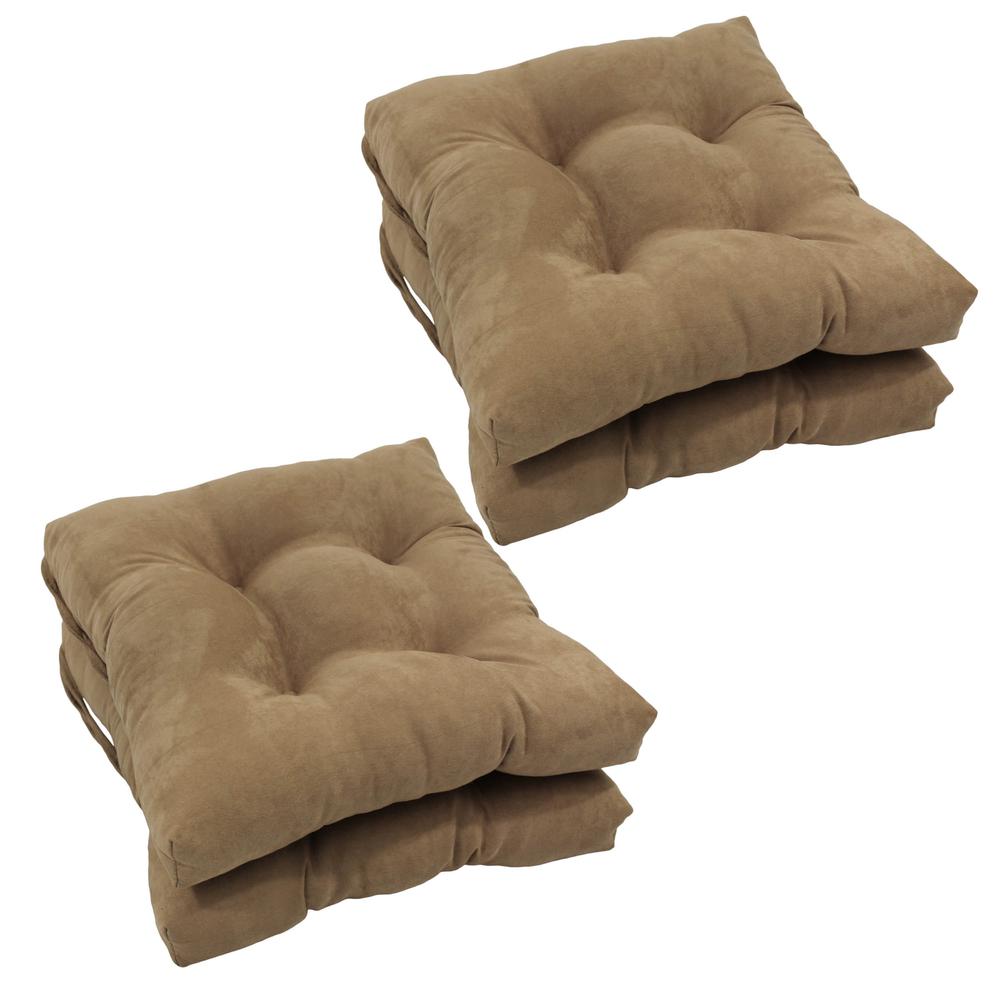 16-inch Solid Micro Suede Square Tufted Chair Cushions (Set of 4). Picture 1