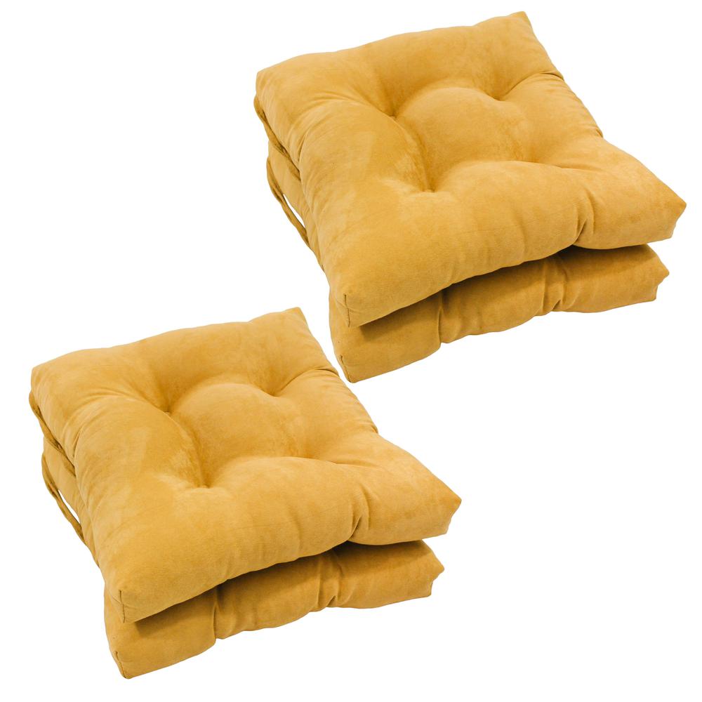 16-inch Solid Micro Suede Square Tufted Chair Cushions (Set of 4). Picture 1
