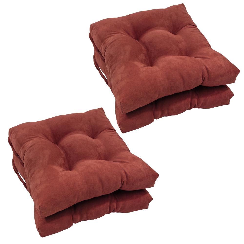 16-inch Solid Micro Suede Square Tufted Chair Cushions (Set of 4). Picture 1