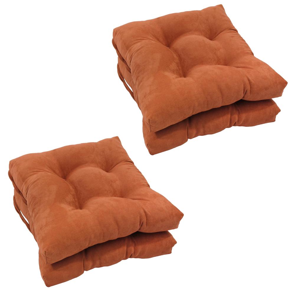 16-inch Solid Micro Suede Square Tufted Chair Cushions (Set of 4). Picture 1