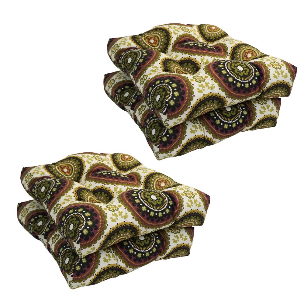 16-inch Spun Polyester Outdoor Square Tufted Chair Cushion. Picture 1