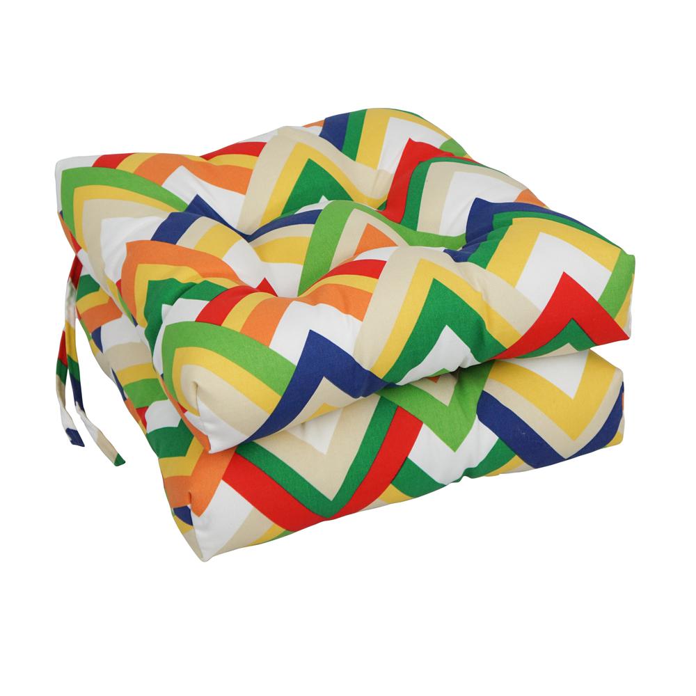 16-inch Spun Polyester Outdoor Square Tufted Chair Cushion. Picture 1