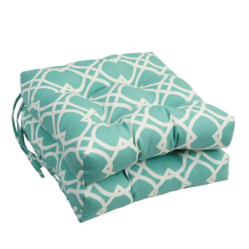 16-inch Spun Polyester Outdoor Square Tufted Chair Cushion. Picture 1