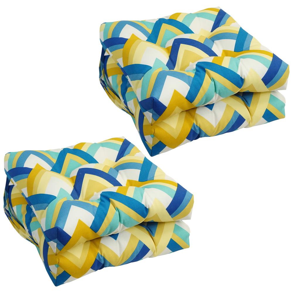 16-inch Spun Polyester Outdoor Square Tufted Chair Cushion. Picture 1