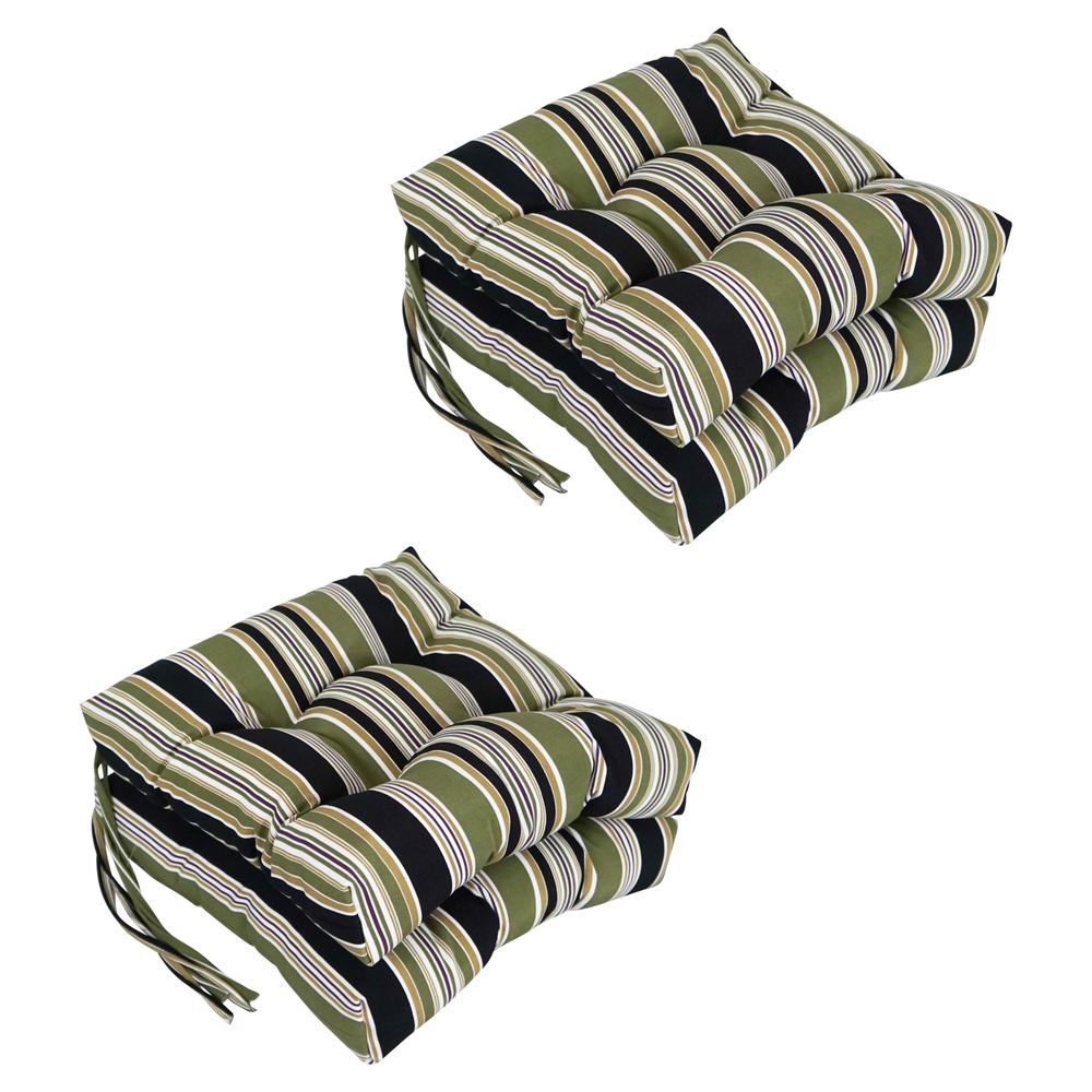 16-inch Spun Polyester Patterned Outdoor Square Tufted Chair Cushion. Picture 1