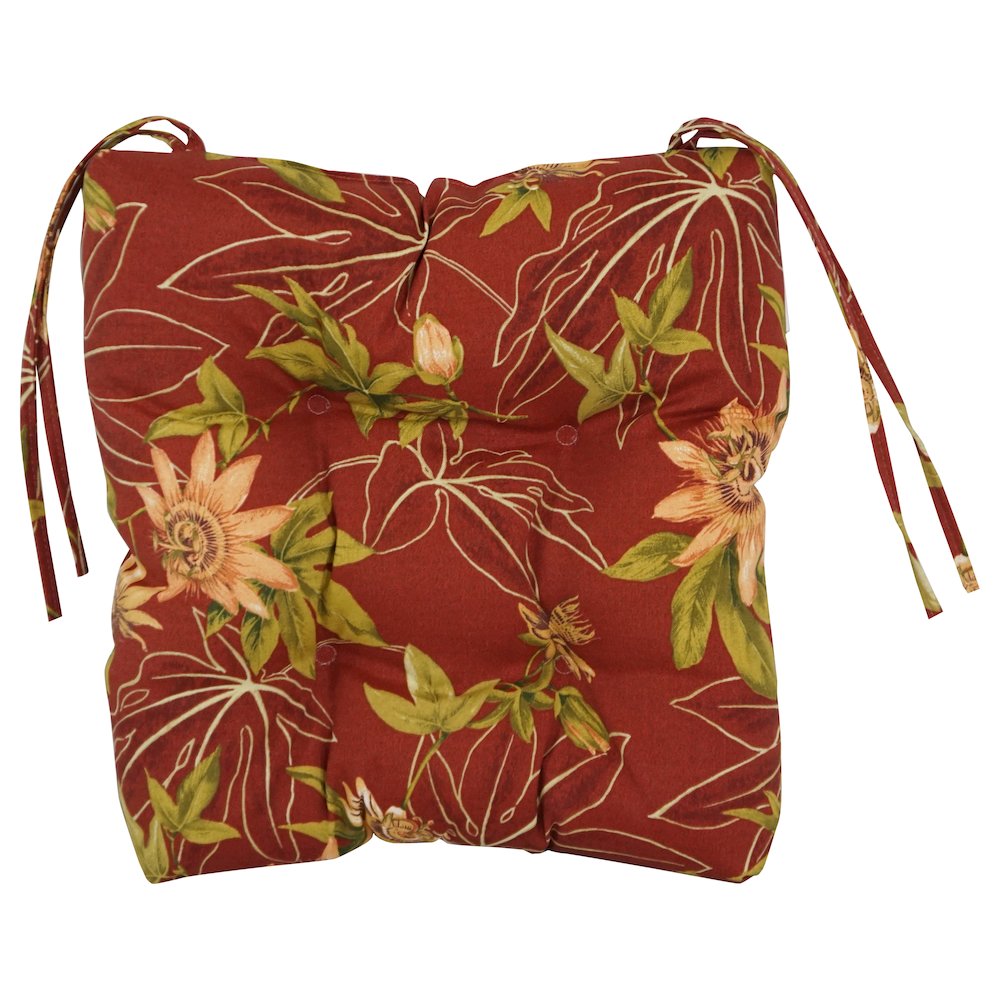 16-inch Spun Polyester Patterned Outdoor Square Tufted Chair Cushions (Set of 4). Picture 2