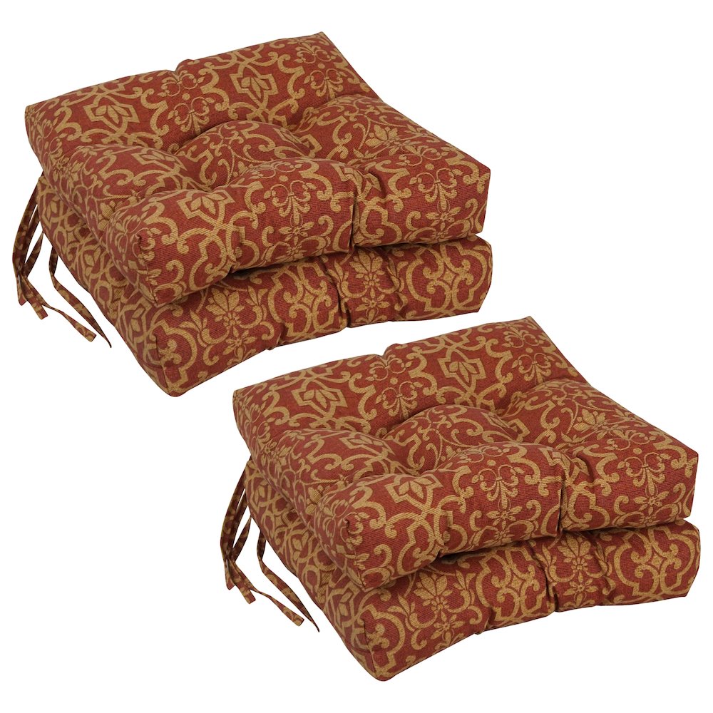 16-inch Spun Polyester Patterned Outdoor Square Tufted Chair Cushions (Set of 4). Picture 1
