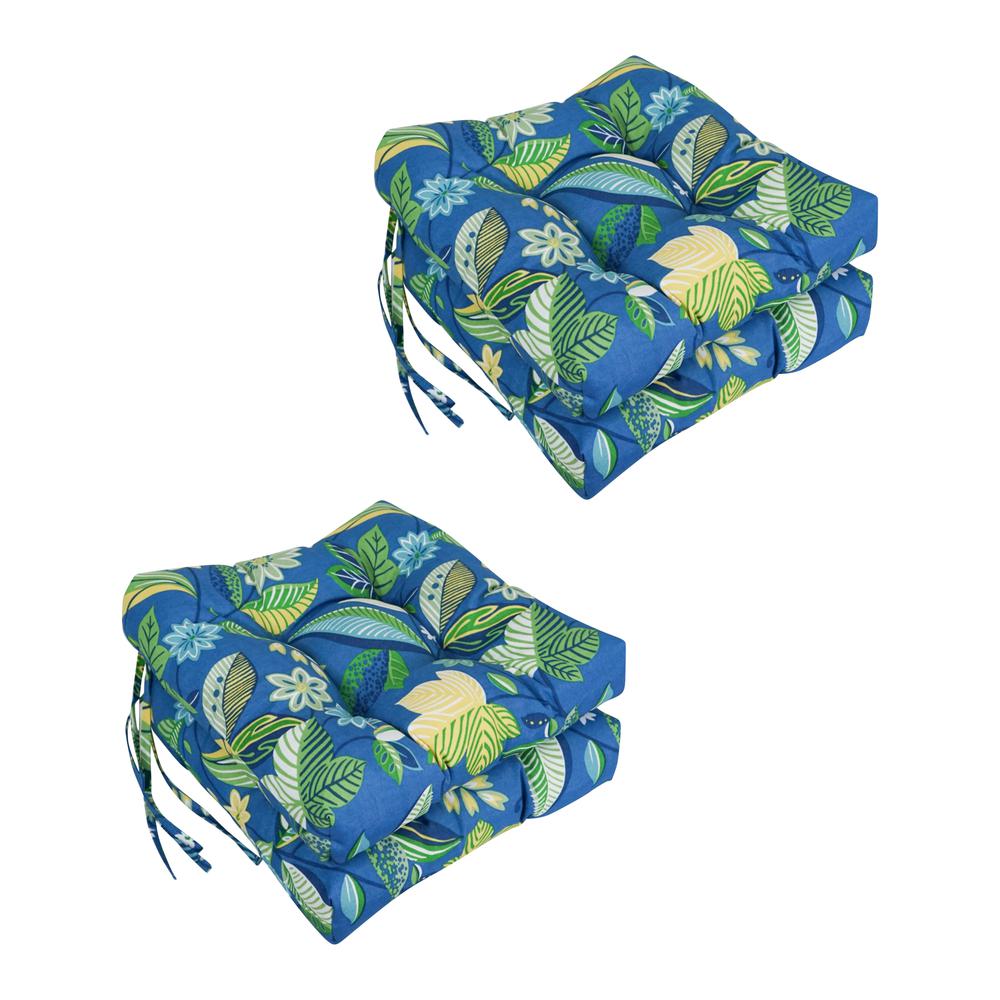 16-inch Outdoor Spun Polyseter Square Tufted Chair Cushions (Set of 4). Picture 1