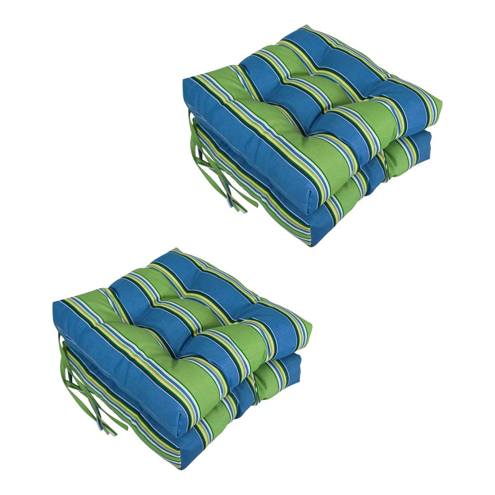 16-inch Spun Polyester Patterned Outdoor Square Tufted Chair Cushion. Picture 1