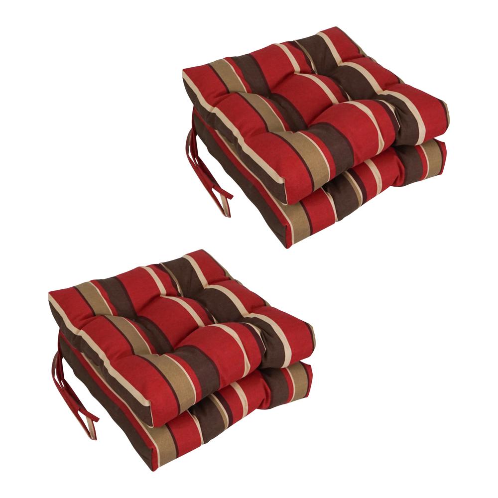 16-inch Spun Polyester Patterned Outdoor Square Tufted Chair Cushion. Picture 1