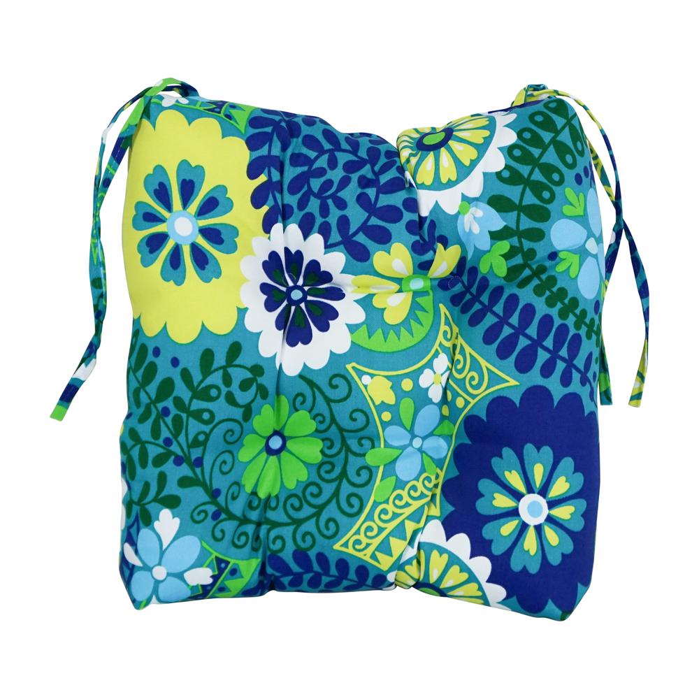 16-inch Spun Polyester Patterned Outdoor Square Tufted Chair Cushion. Picture 2