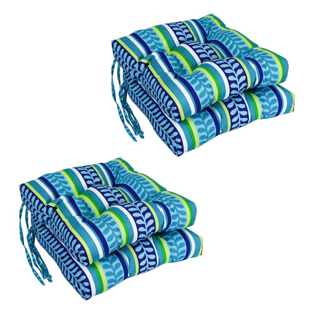 16-inch Spun Polyester Patterned Outdoor Square Tufted Chair Cushion. Picture 1