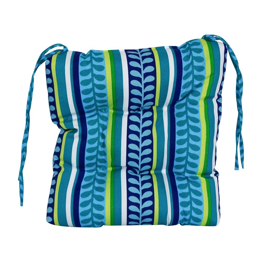 16-inch Spun Polyester Patterned Outdoor Square Tufted Chair Cushion. Picture 2