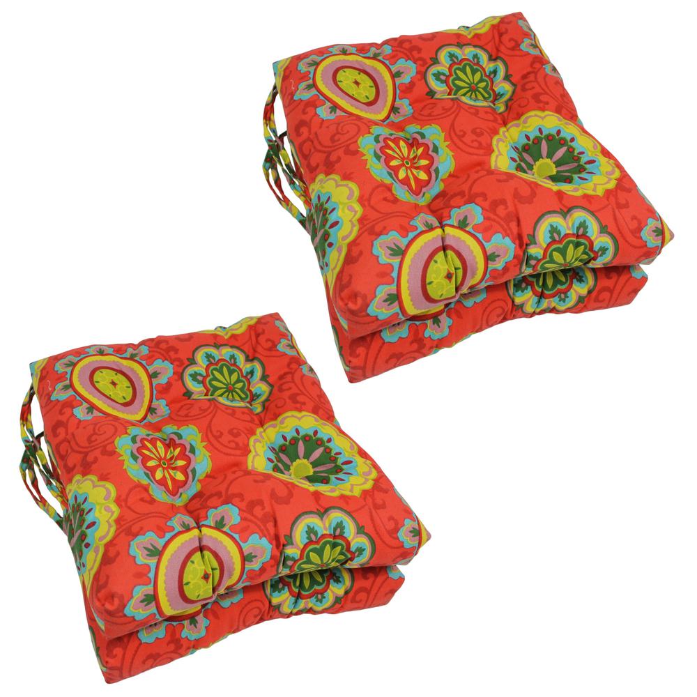 16-inch Outdoor Spun Polyseter Square Tufted Chair Cushions (Set of 4). Picture 2