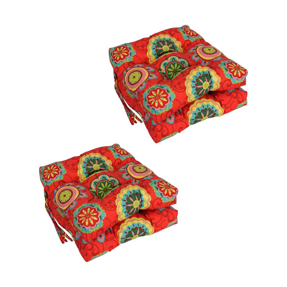 16-inch Outdoor Spun Polyseter Square Tufted Chair Cushions (Set of 4). Picture 1