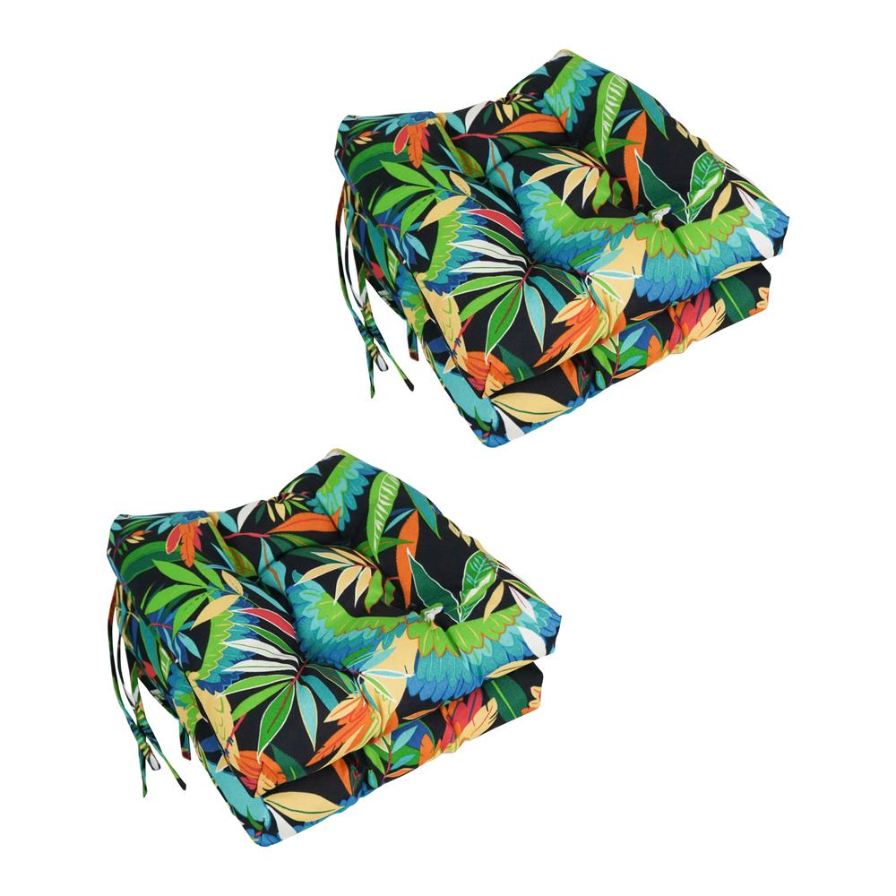 16-inch Outdoor Spun Polyseter Square Tufted Chair Cushions (Set of 4). Picture 1