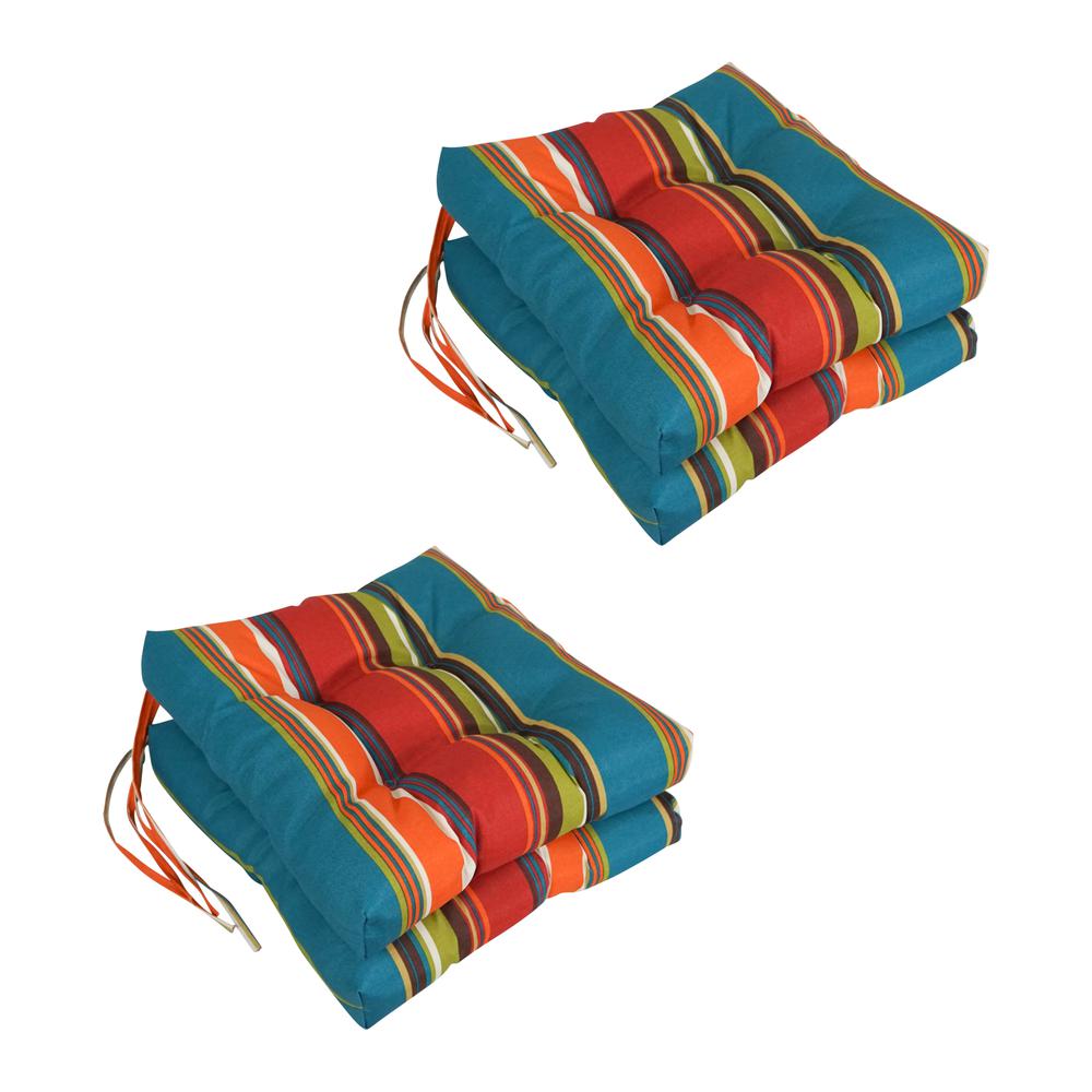 16-inch Outdoor Spun Polyseter Square Tufted Chair Cushions (Set of 4). Picture 1