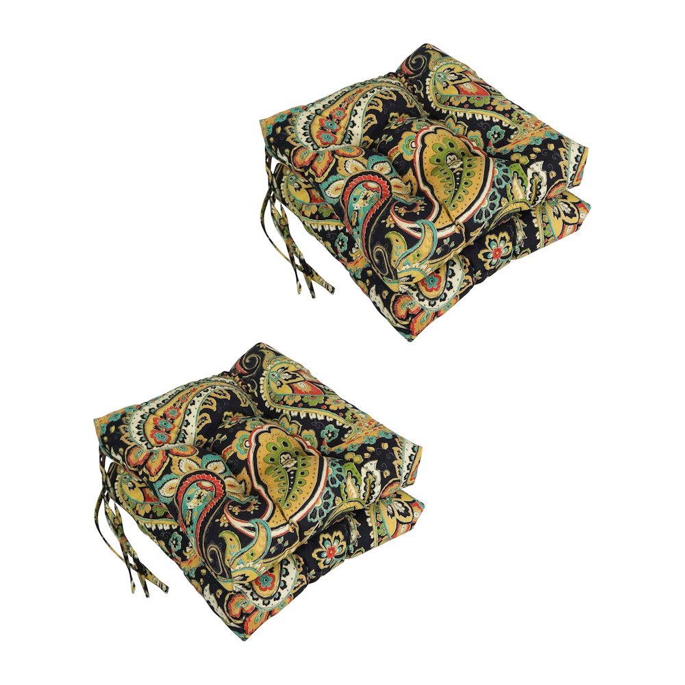 16-inch Spun Polyester Patterned Outdoor Square Tufted Chair Cushions (Set of 4). Picture 1