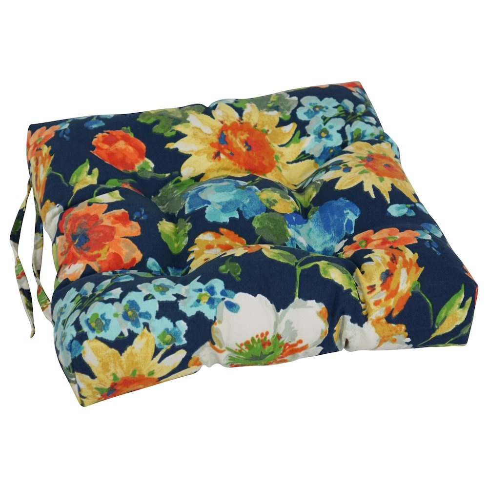 16-inch Spun Polyester Patterned Outdoor Square Tufted Chair Cushions (Set of 4). Picture 3