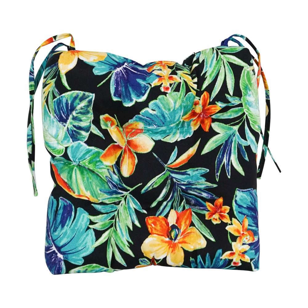 16-inch Spun Polyester Patterned Outdoor Square Tufted Chair Cushion. Picture 2