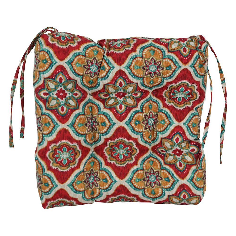 16-inch Spun Polyester Patterned Outdoor Square Tufted Chair Cushions (Set of 4). Picture 2