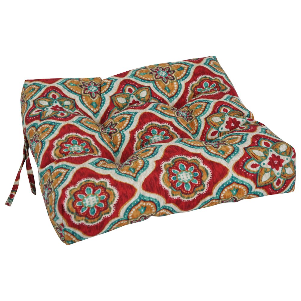 16-inch Spun Polyester Patterned Outdoor Square Tufted Chair Cushions (Set of 4). Picture 3