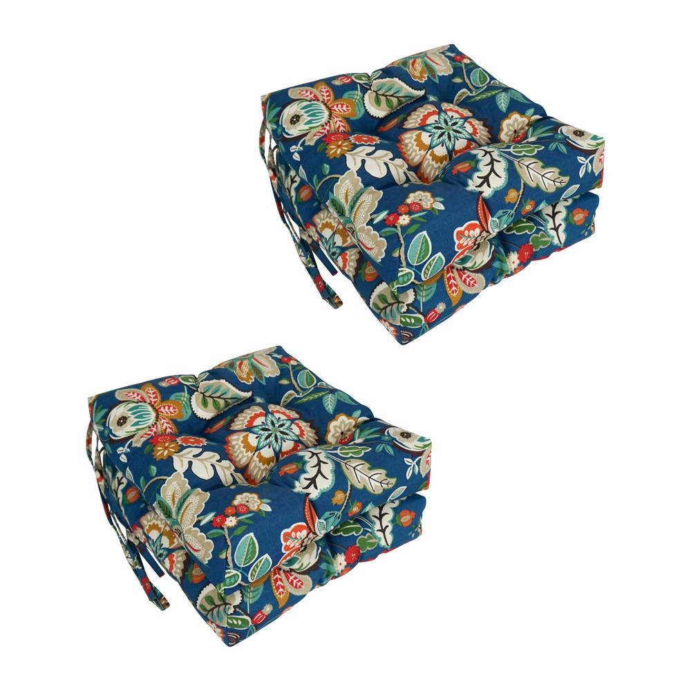 16-inch Spun Polyester Patterned Outdoor Square Tufted Chair Cushion. Picture 1