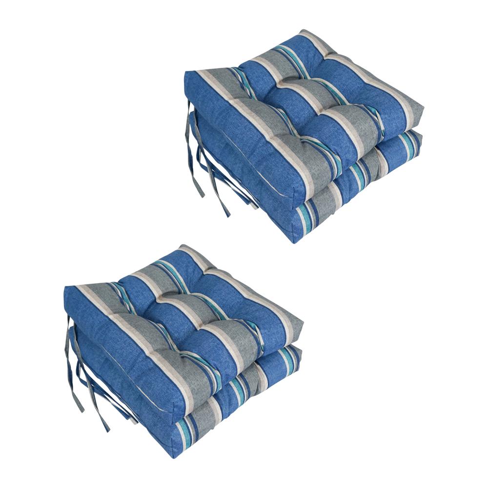16-inch Spun Polyester Patterned Outdoor Square Tufted Chair Cushion. Picture 1