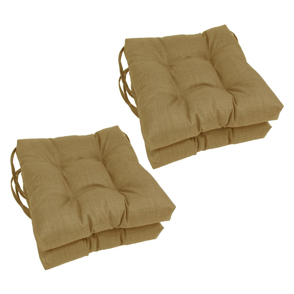 16-inch Spun Polyester Solid Outdoor Square Tufted Chair Cushion. Picture 1
