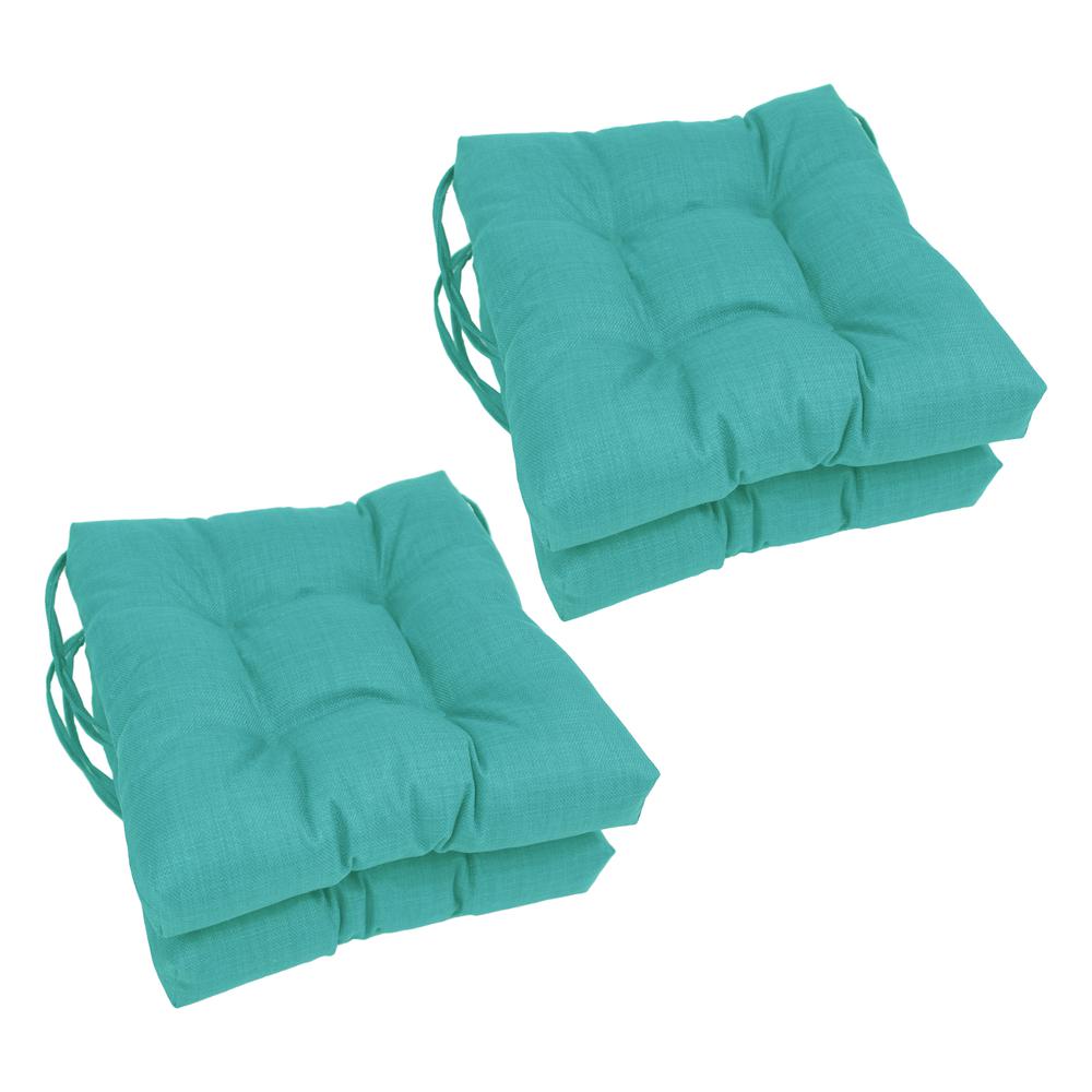 16-inch Spun Polyester Solid Outdoor Square Tufted Chair Cushion. Picture 1