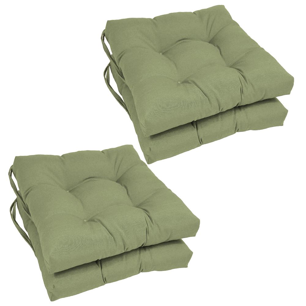 16-inch Solid Twill Square Tufted Chair Cushions (Set of 4). Picture 1