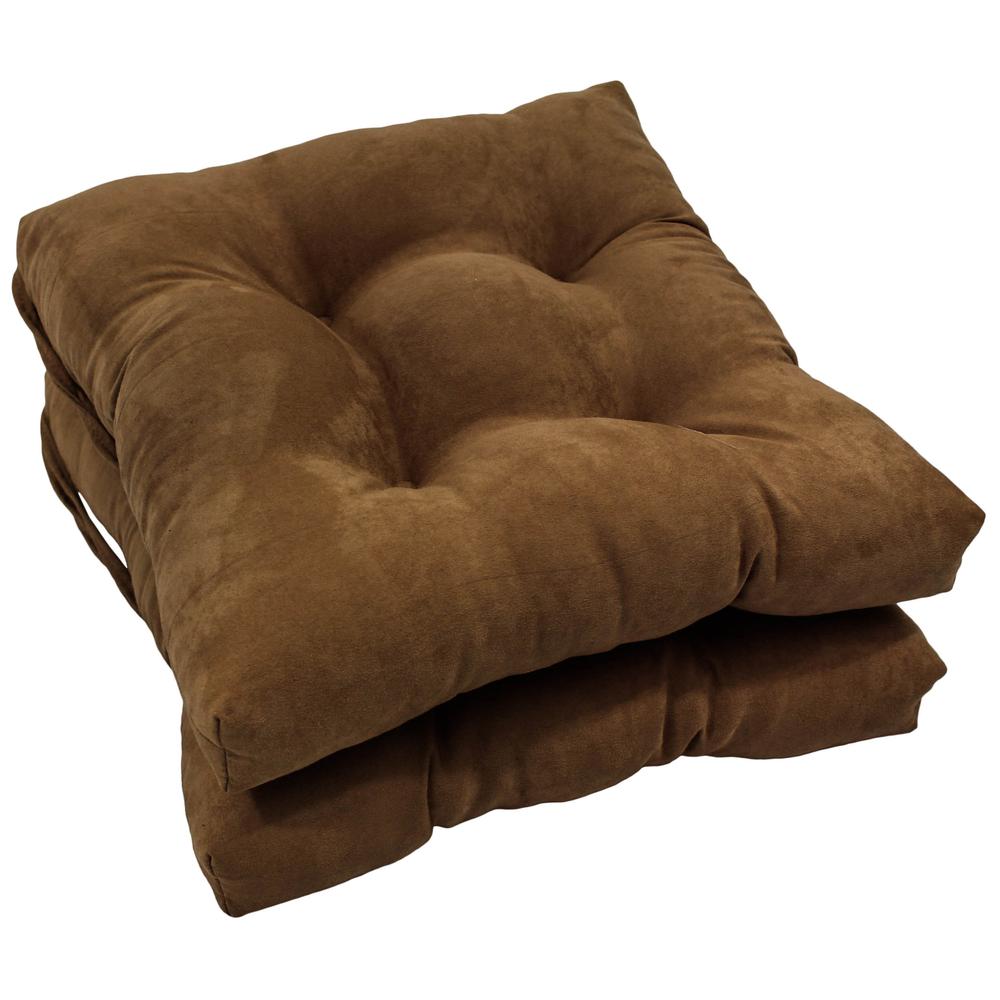 16-inch Solid Microsuede Square Tufted Chair Cushions (Set of 6) 916X16SQ-T-6CH-MS-CH. Picture 1