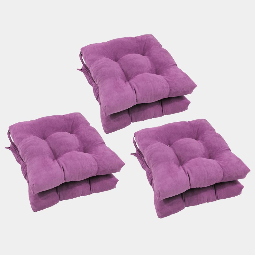 16-inch Solid Microsuede Square Tufted Chair Cushions (Set of 6) 916X16SQ-T-6CH-MS-UV. Picture 1