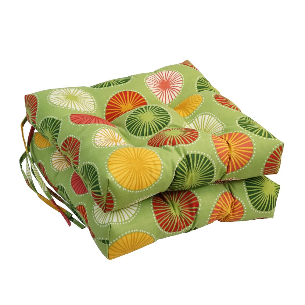 16-inch Spun Polyester Outdoor Square Tufted Chair Cushion. Picture 1