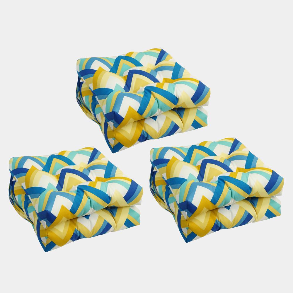 16-inch Spun Polyester Outdoor Square Tufted Chair Cushions (Set of 6)  916X16SQ-T-6CH-OD-184. Picture 1
