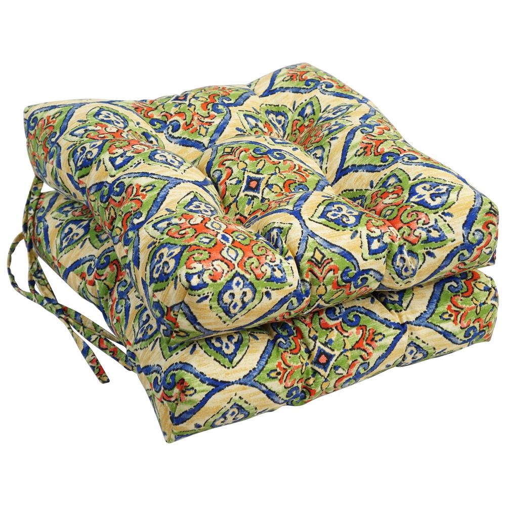 16-inch Spun Polyester Outdoor Square Tufted Chair Cushion. Picture 1