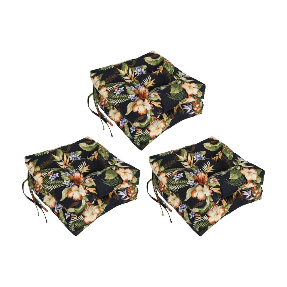 16-inch Spun Polyester Patterned Outdoor Square Tufted Chair Cushion. Picture 1