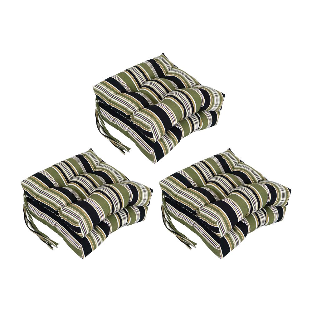 16-inch Spun Polyester Patterned Outdoor Square Tufted Chair Cushion. Picture 1