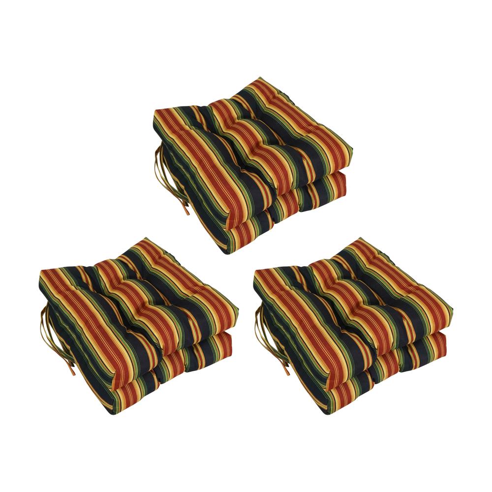 16-inch Spun Polyester Patterned Outdoor Square Tufted Chair Cushion. Picture 1