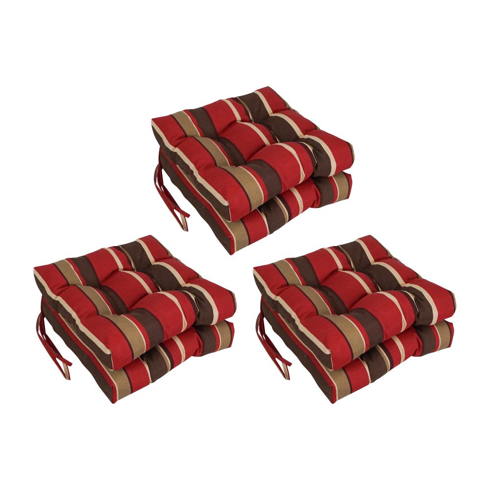 16-inch Spun Polyester Patterned Outdoor Square Tufted Chair Cushion. Picture 1