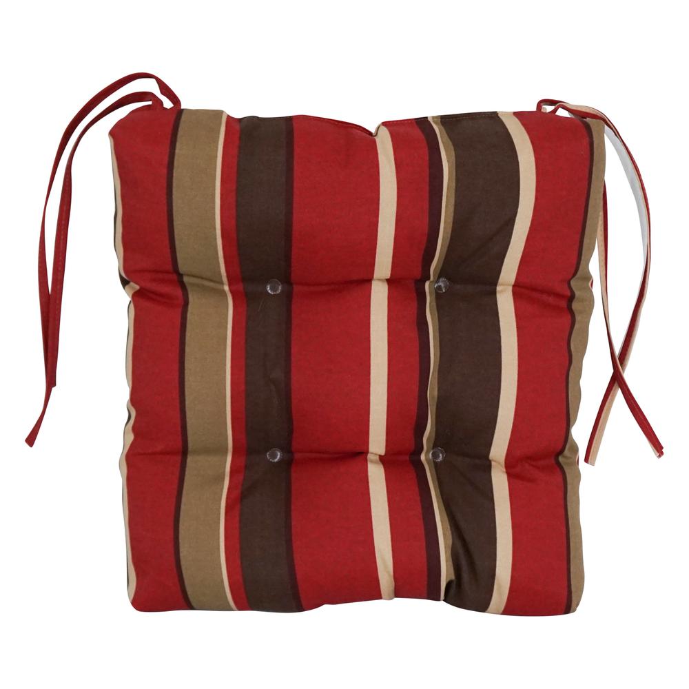 16-inch Spun Polyester Patterned Outdoor Square Tufted Chair Cushion. Picture 2