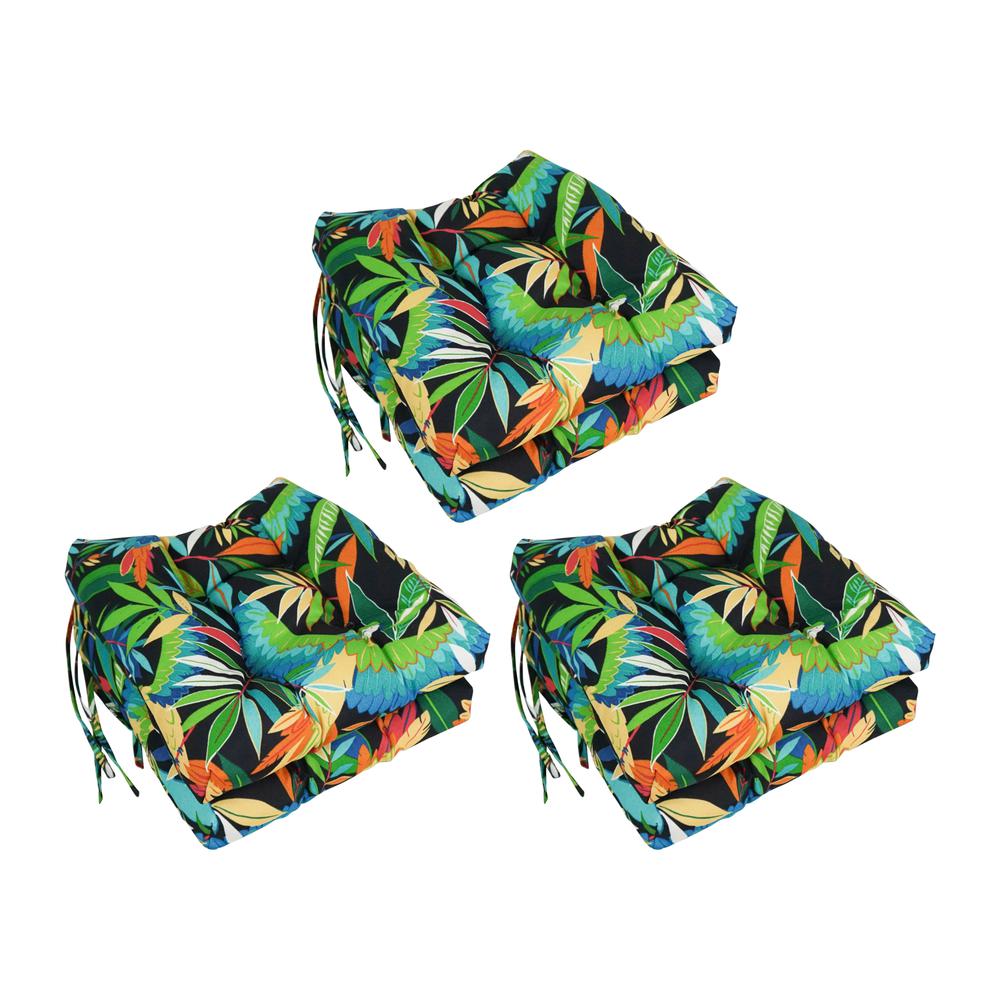 16-inch Spun Polyester Patterned Outdoor Square Tufted Chair Cushion. Picture 1