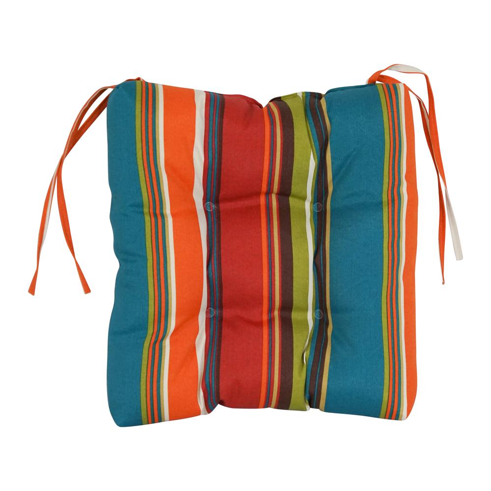16-inch Spun Polyester Patterned Outdoor Square Tufted Chair Cushion. Picture 2