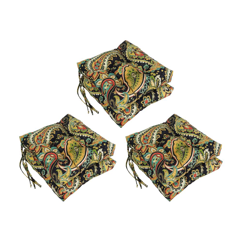 16-inch Spun Polyester Patterned Outdoor Square Tufted Chair Cushion. Picture 1